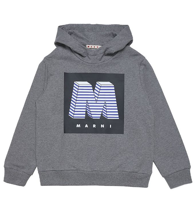 Marni Hoodie M re gray with w. Print Always Cheap Delivery