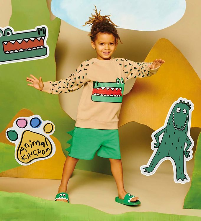 Stella McCartney Kids Sweatshirt Beige w. Crocodile