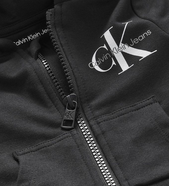 Calvin Klein Cardigan - Monogram Zip Through - Black
