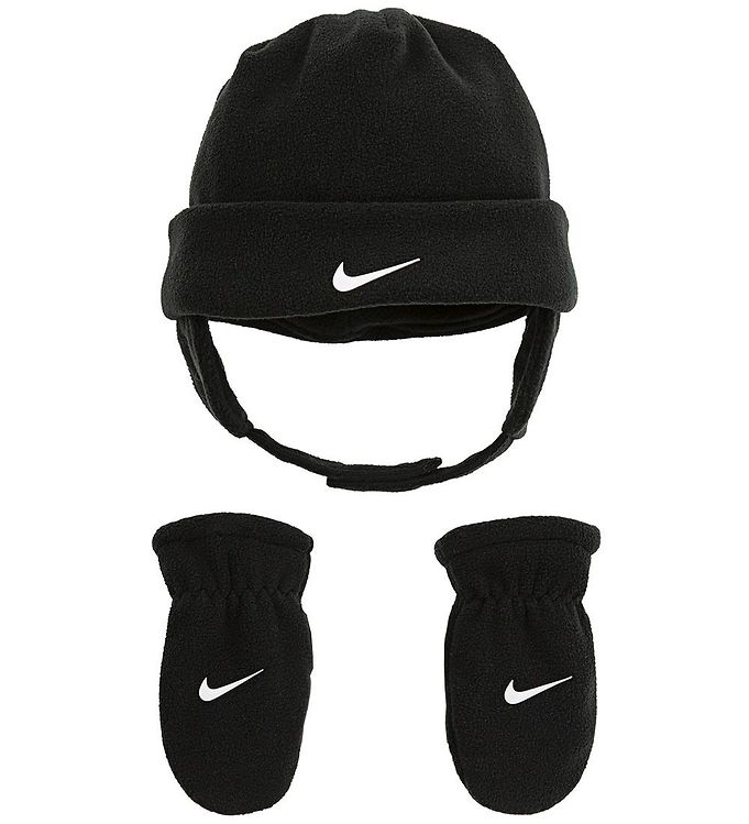 Nike Bonnet/Moufles - Swoosh Polaire - Noir