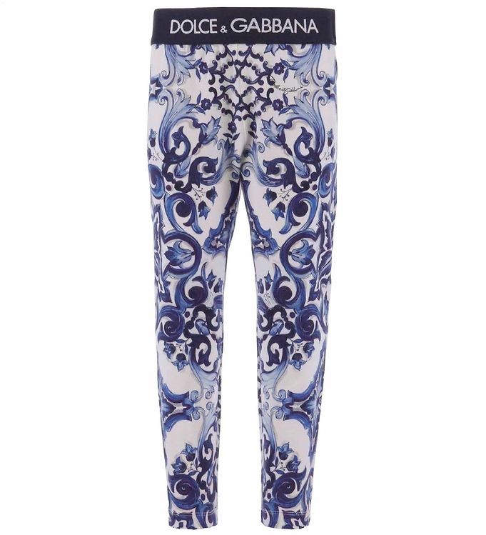 Dolce & Gabbana Leggings - Blu Mediterraneo - White w. Blue