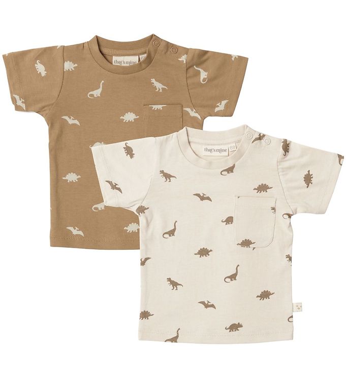 Dinosaur T-shirt Tino Kelp/Oatmeal - - 2-Pack - That\'s Mine -