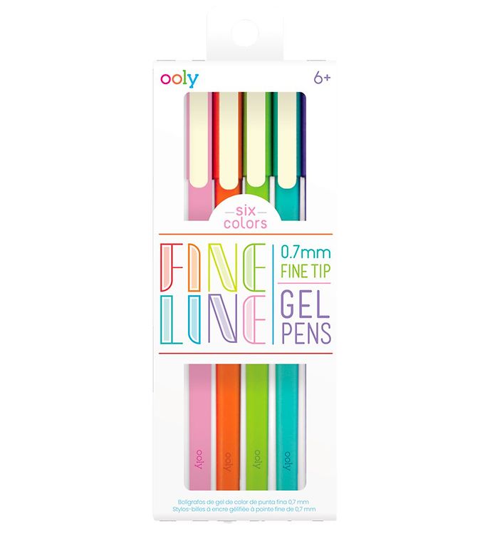 Ooly Stylo à bille - 6 pièces - Fins Line Stylos gel colorés