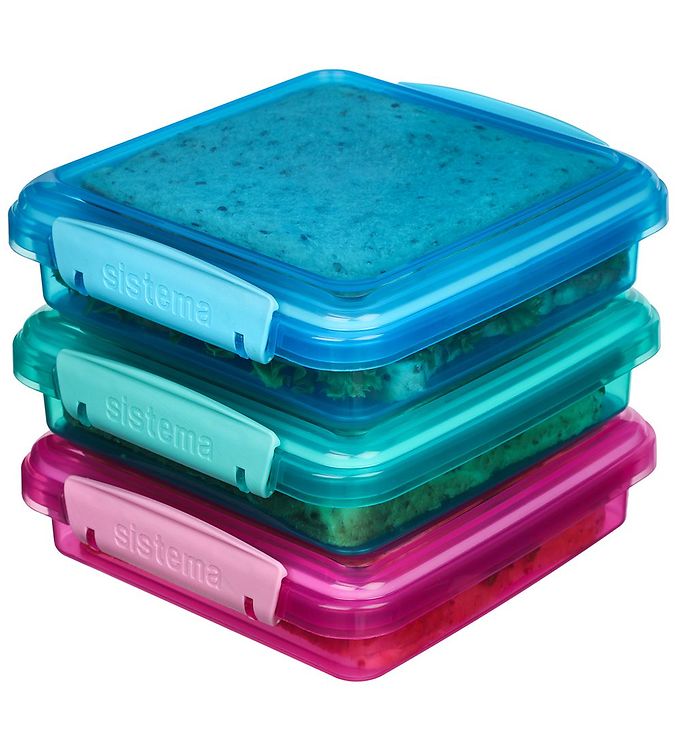 Sistema Lunchbox - Sandwich Box - 450 mL - 3-Pack - Pink+Blue+To