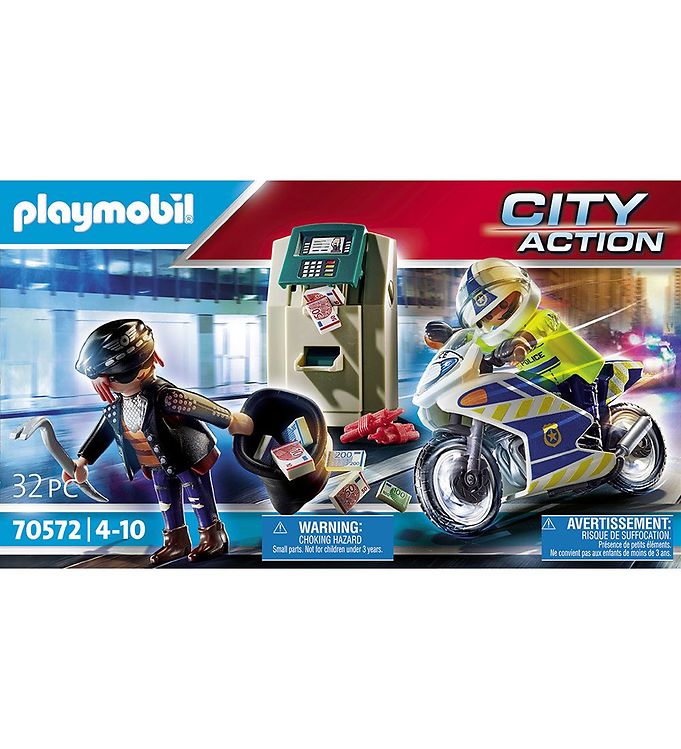PLAYMOBIL City Action Police Carry Motorcycle Play Vehicle Playset, for  children 4 years and older. 