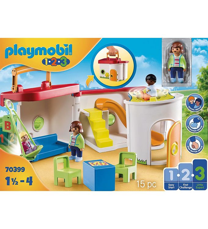 Playmobil 1.2.3 - Ma maternelle portable - 70399 - 15 Parties