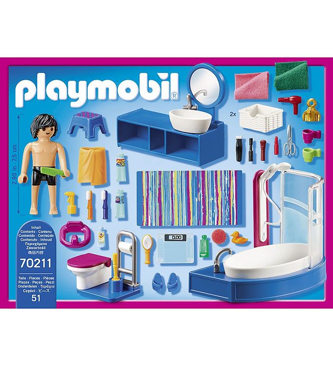 Playmobil Dollhouse - Bathroom With Tub - 70211 - 51 Parts