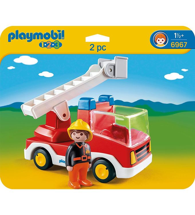 Playmobil 1.2.3 - Camion de pompiers avec Échelle - 6967 - 2 Parties