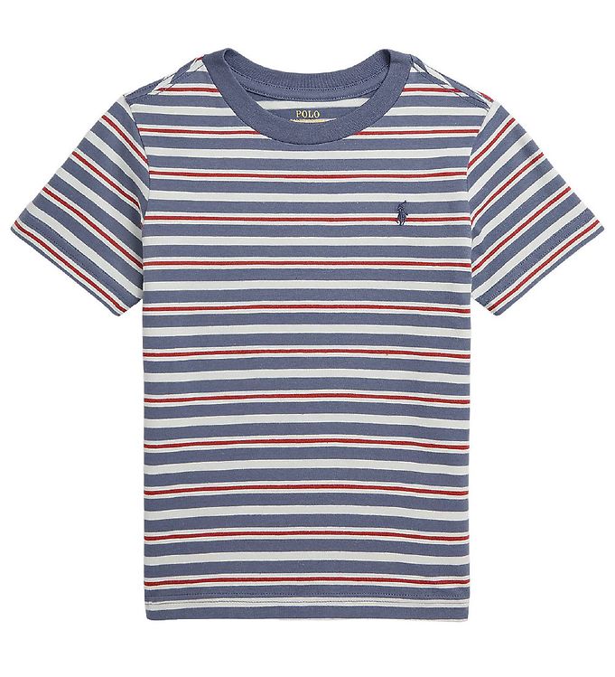 januar Lav blik Polo Ralph Lauren T-shirt - SBTS II - Blue/White Striped w. Red