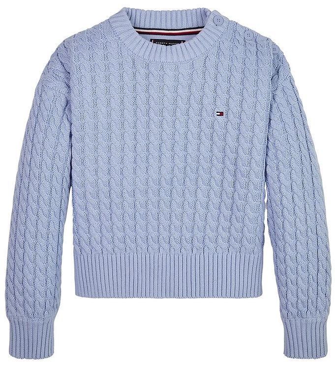 Tommy - Knitted Cable Sweater - Pearly Blue