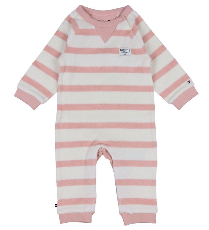- Rosa/Weiß - Hilfiger Striped Frottee Tommy Strampler Baby
