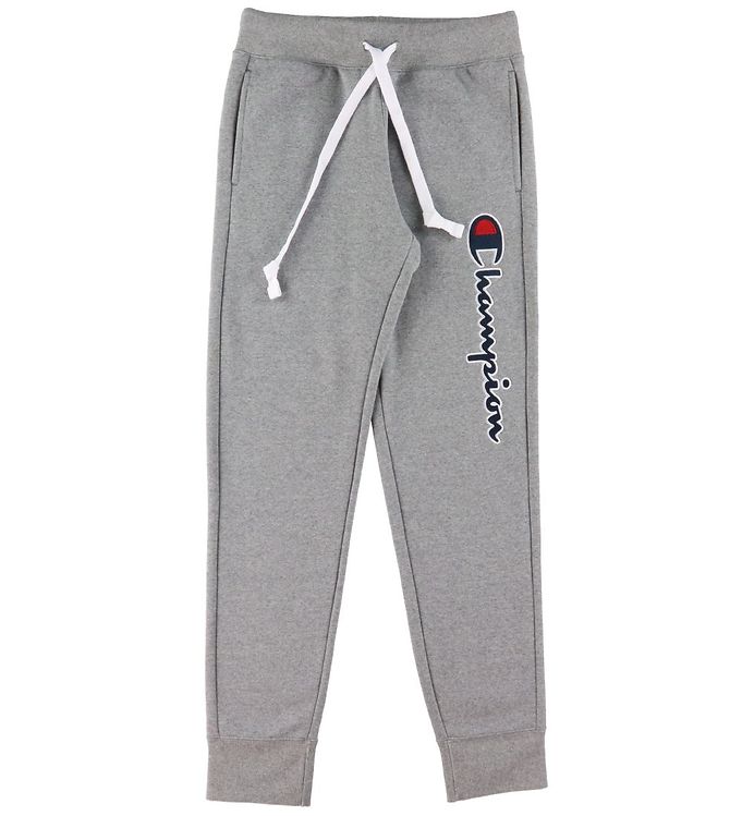 Champion Fashion Sweatpants - Rib Cuff - Grey Melange w. Logo