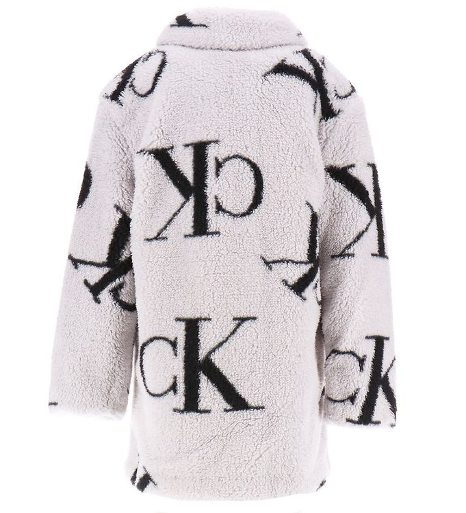 Calvin Klein Fleece Coat - Monogram Teddy - Grey/Black