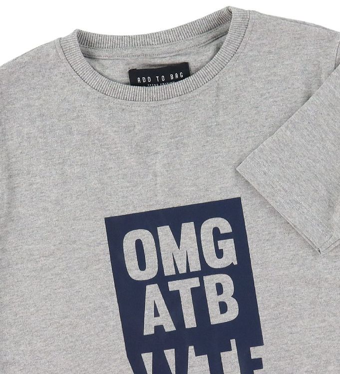 Add to Bag T-shirt - Grey Mix w. Print » Prompt Shipping