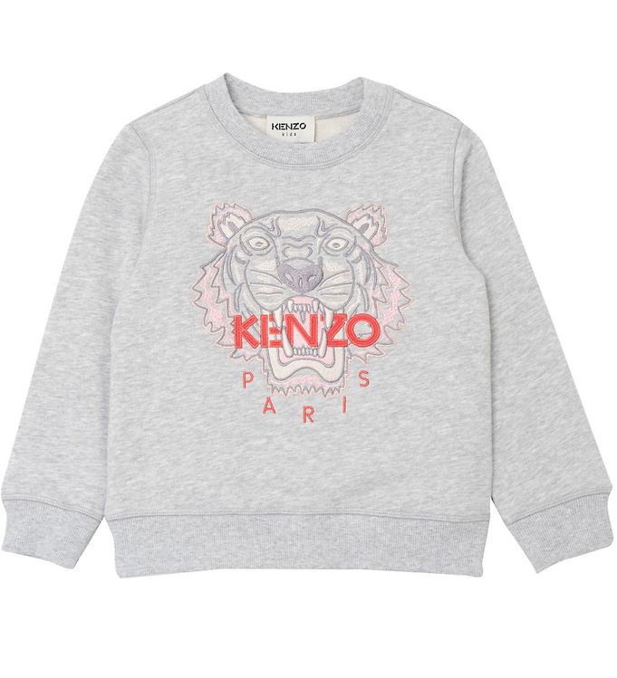 Kenzo Sweatshirt - Light Grey Melange w. Tiger » Kids Fashion