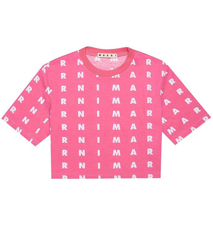 Marni T Shirt Beskuren Rosa M. Vit