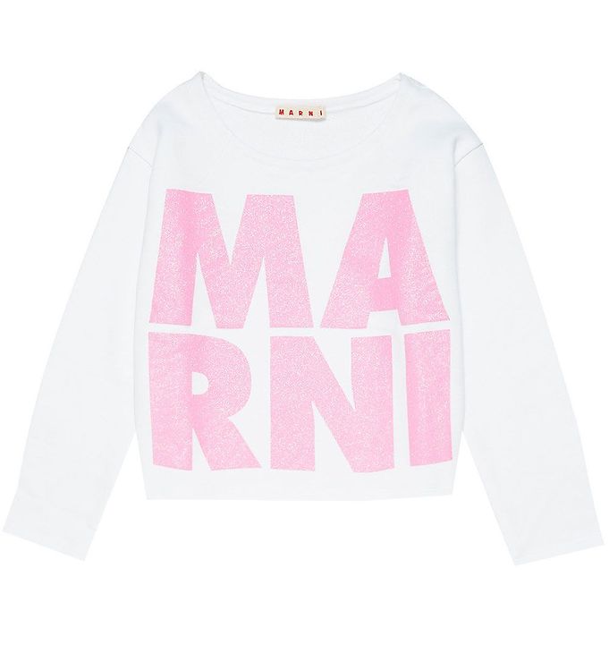 Marni Sweatee Shirt Beskuren Vit/rosa M. Glitter