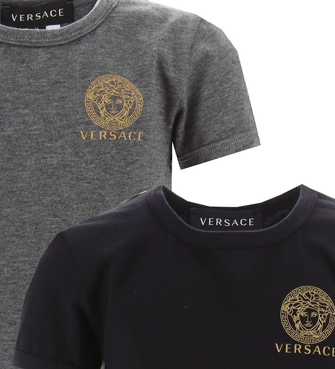 gebed Loodgieter Darts Versace T-Shirt - 2-pack - Topeka - Grijs Melange/zwart