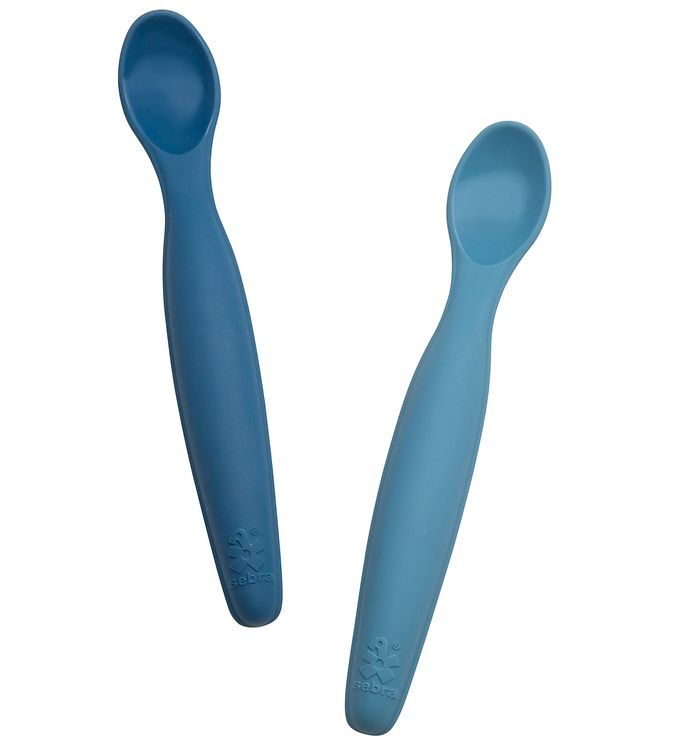 Sebra Silicone Spoons - 2-Pack - Long - Vintage Blue