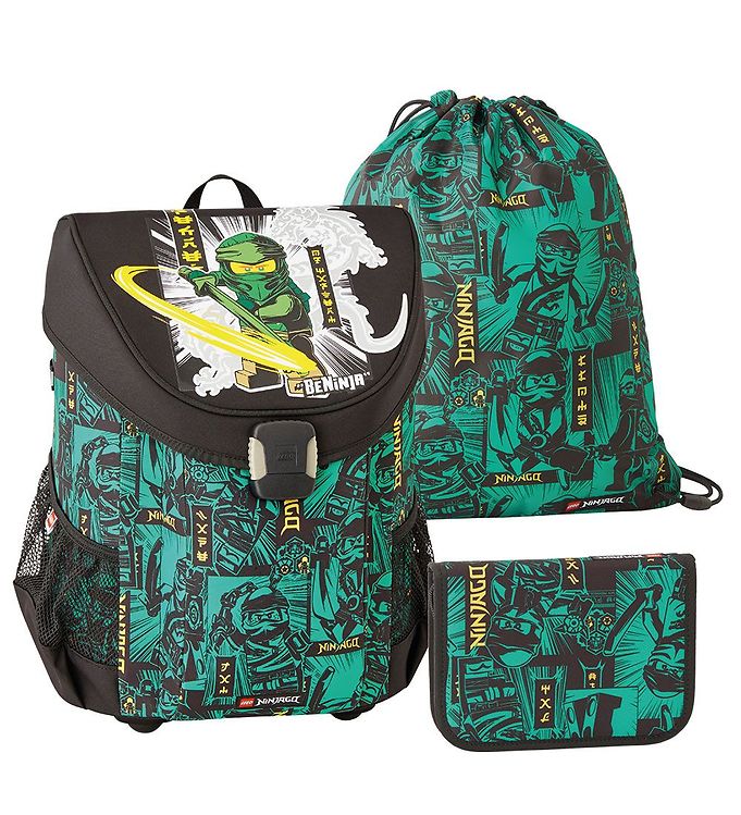 Negen uniek chrysant Lego Schooltas Set - Ninjago - Zwart/Groen » 30 dagen retour