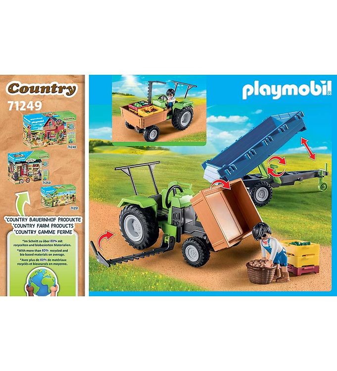 Merchandising stap Geld lenende Playmobil Country - Tractor w. Trailer - 71249 - 42 Parts