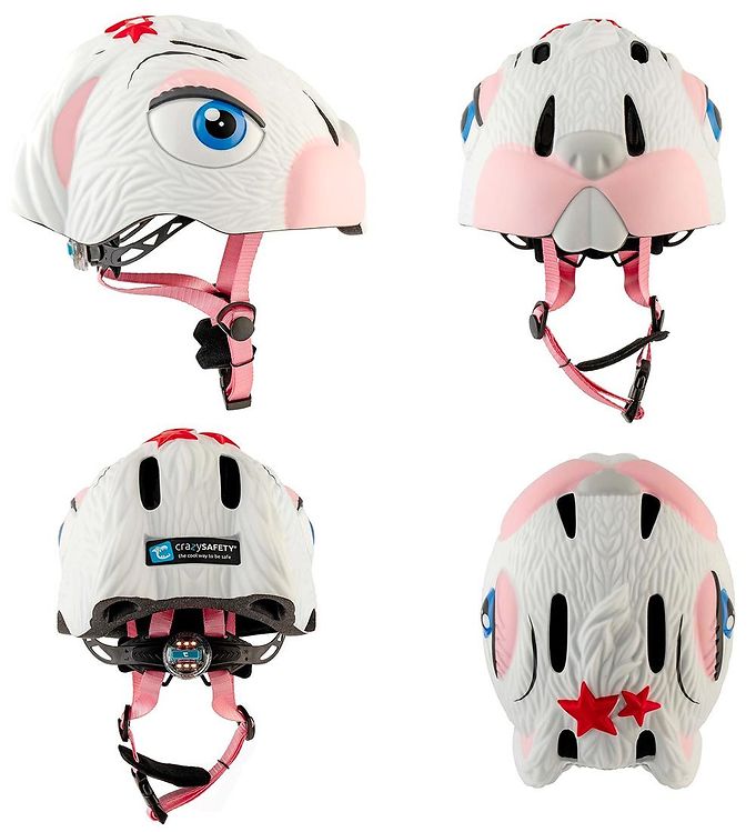 Optimaal sarcoom semester Crazy Safety Bicycle Helmet w. Light - Rabbit - White