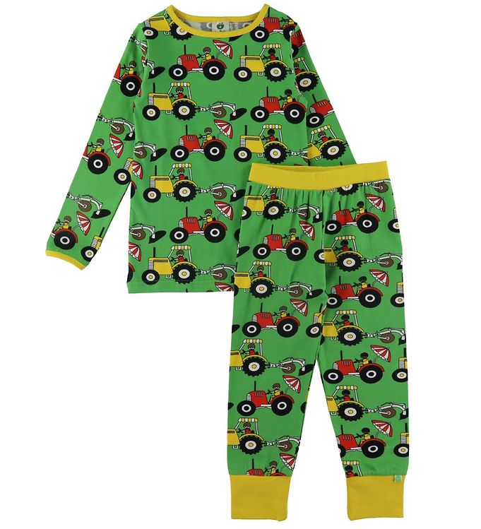 Småfolk Pyjama Set - 2 Parts - Green w. Tractors » Kids Fashion