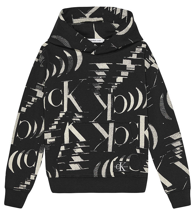 Calvin Klein Hoodie - Glitched Monogram - Black » Fast Shipping