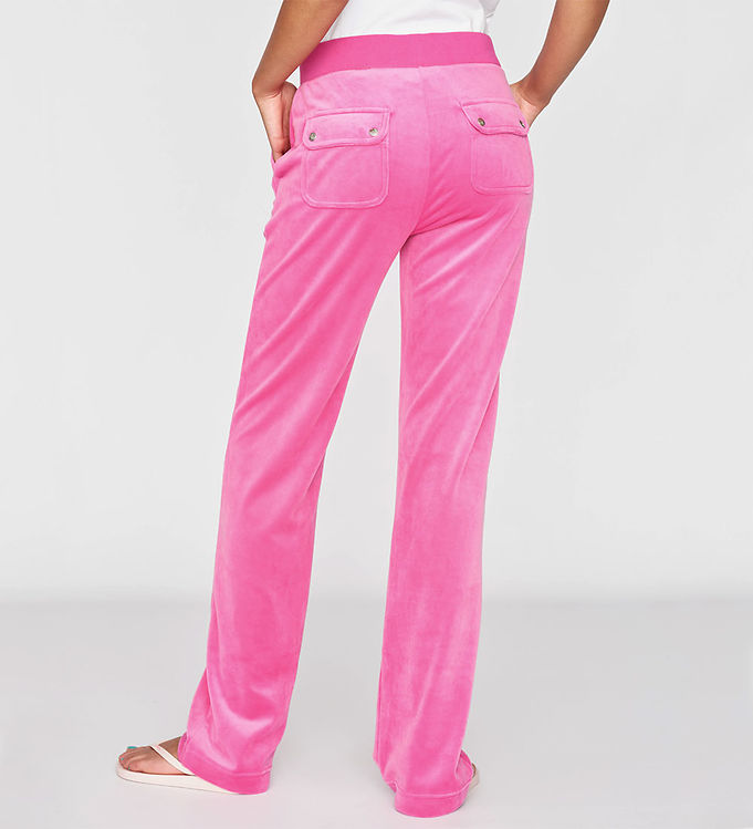 Stylish Pink Velour Flare Sweatpants