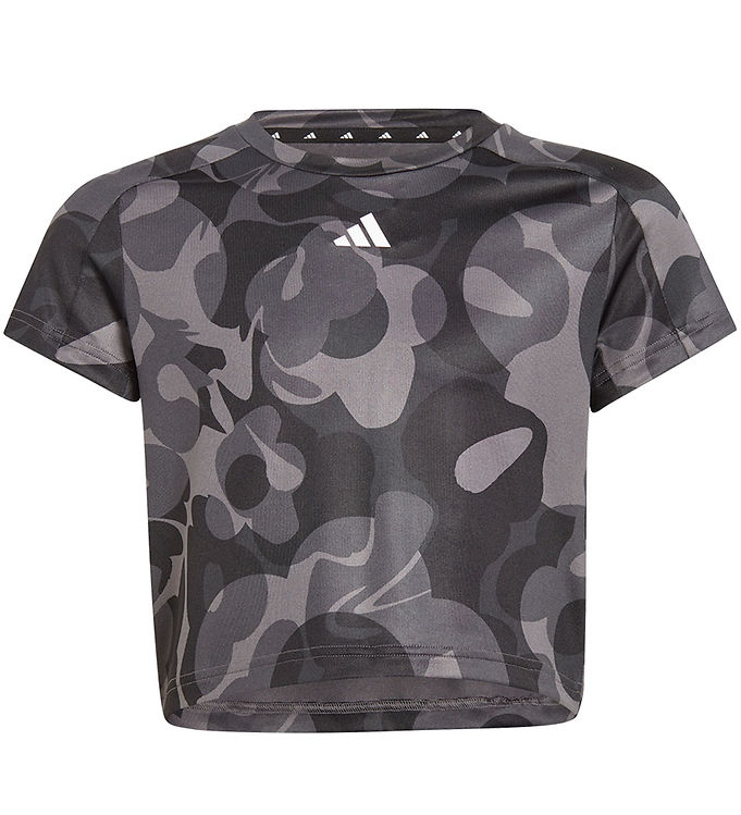 adidas Performance T-shirt - Cropped - JG TR-ES AOP T - Black/Gr