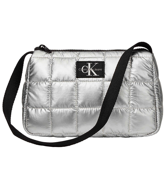 Calvin Klein Shoulder Bag - Quilted Shoulder Bag - Silver