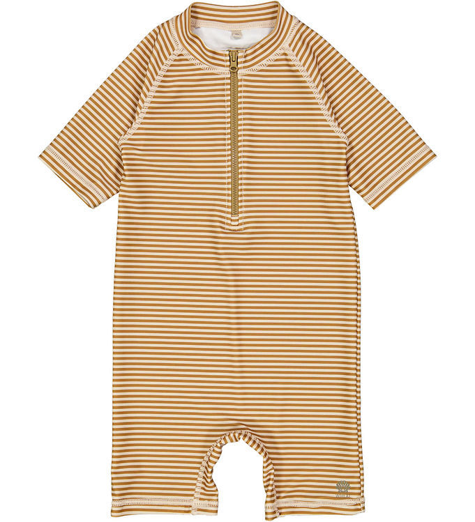Wheat Coverall Swimsuit - Cas - UV40+ - Golden Green Stripe