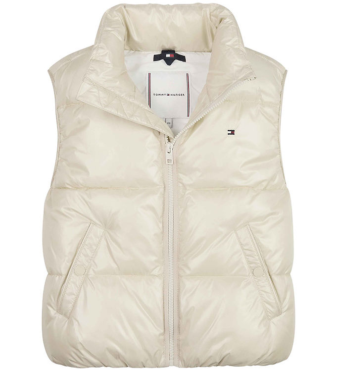 Gå vandreture bestøver valg Tommy Hilfiger Padded Gilet - Glossy Short Pouf - Classic+ Beige