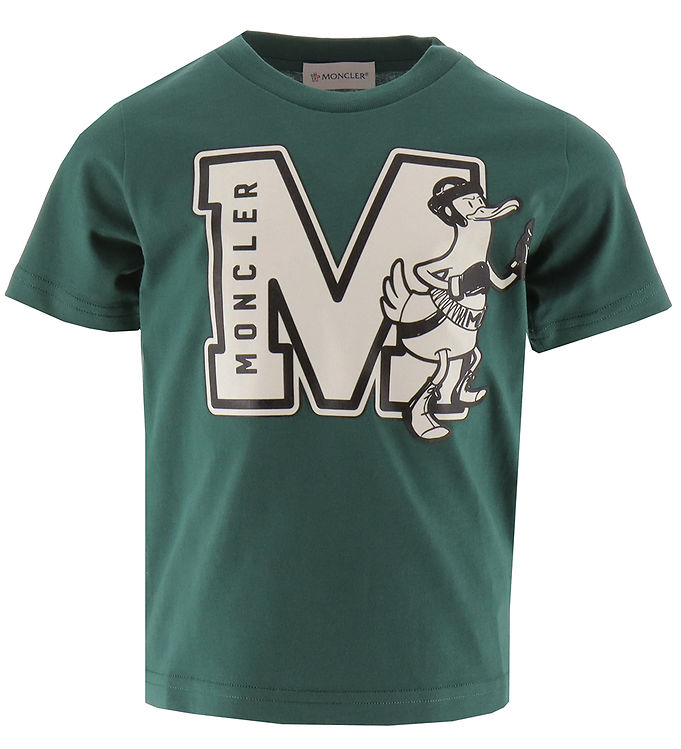 Moncler T shirt Green White w. Print New Styles Every Day