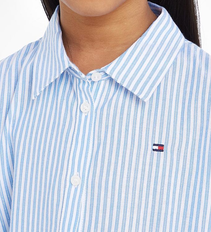 Tommy Hilfiger Blusenkleid - Lurex - Blue Stripe » Jetzt kaufen | Druckkleider