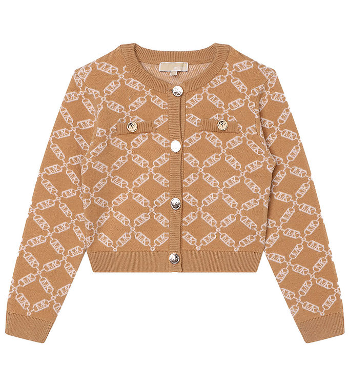 Michael Kors Cardigan Beskuren Stickad Dark Stone/vit M. M