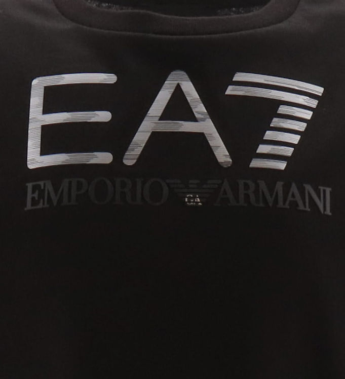jernbane deres lur EA7 T-shirt - Black w. Silver » Always Cheap Delivery