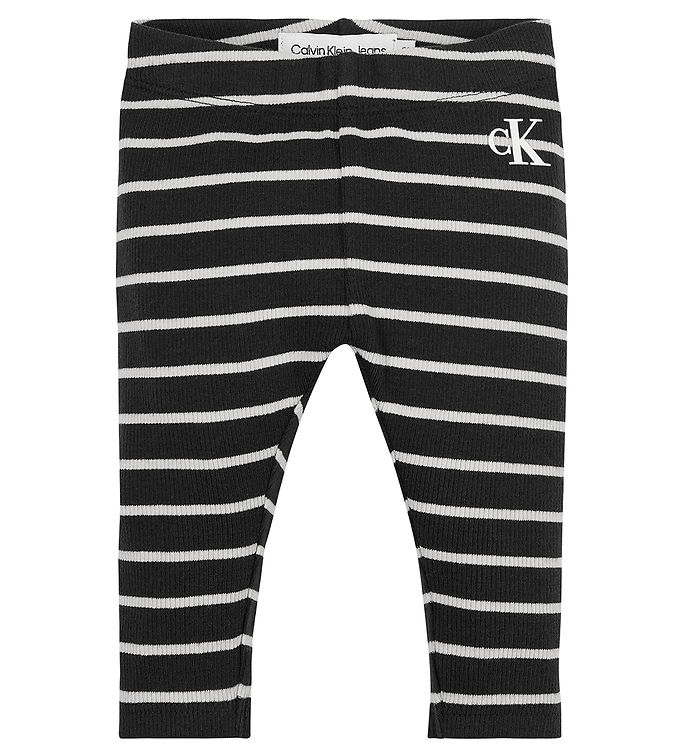 Calvin Klein Leggings - Rib Stripe - Black/White » Fast Shipping