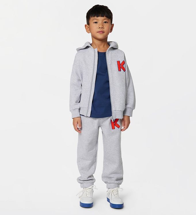 Kenzo Pantalon de Jogging Gris Chin av. Orange