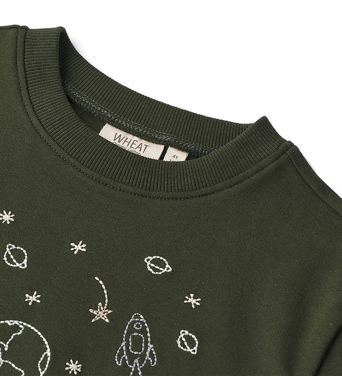 » Wheat - Deep Space - Forest Embroidery Fashion Kids Sweatshirt