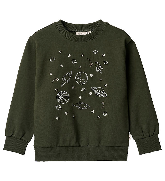 Wheat Sweatshirt - Space Embroidery - Deep Forest » Kids Fashion