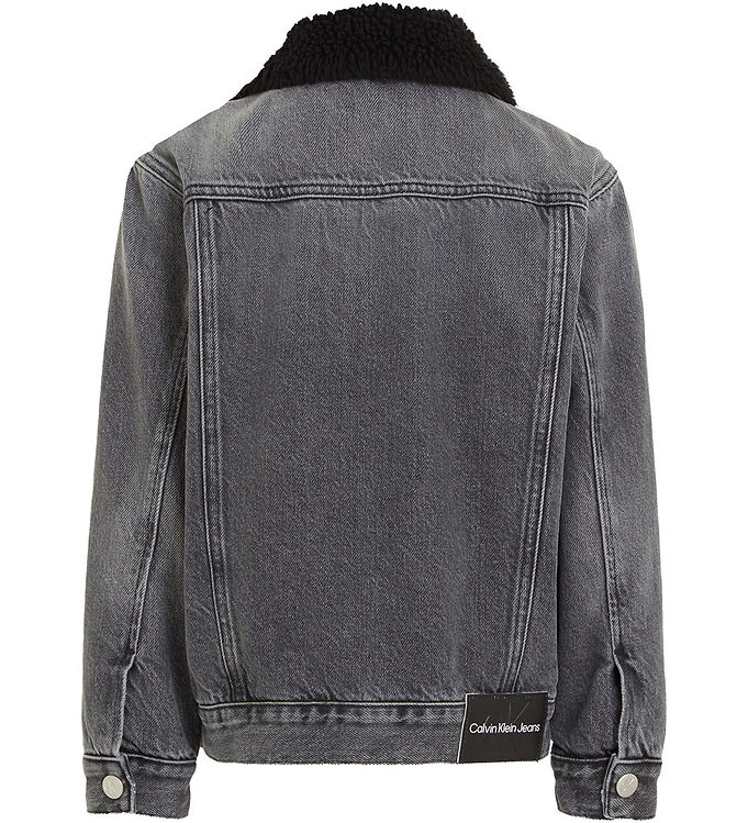Calvin Klein Jeans Sherpa Denim Jacket Black - Sz Large | eBay