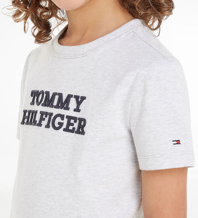 Logo New - Light Tommy Hey Grey T-shirt - Hilfiger Hilfiger Tommy