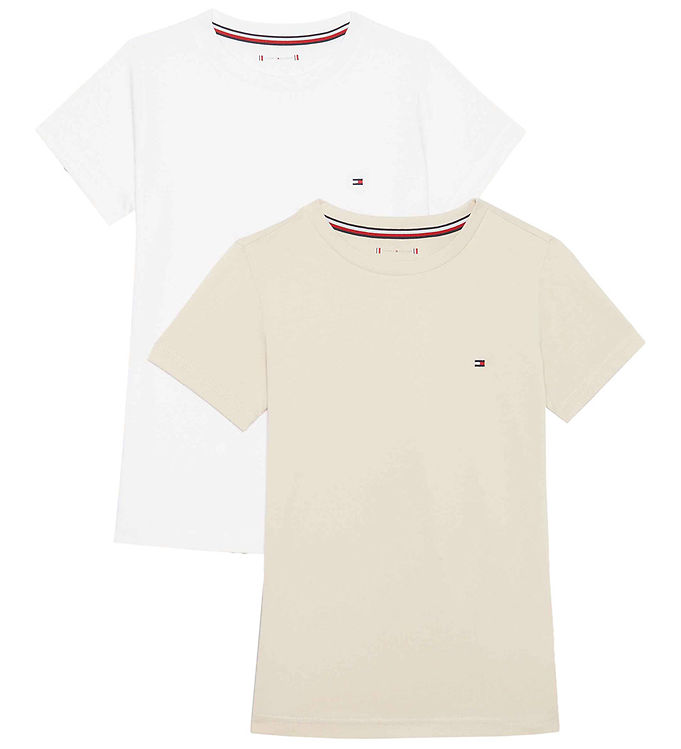 Træ Selskabelig humor Tommy Hilfiger T-shirt - 2-Pack - Cashmere Cream/White