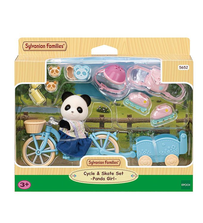 Sylvanian Families - Play Set Panda Girl w. Bicycle/Rollerskates 