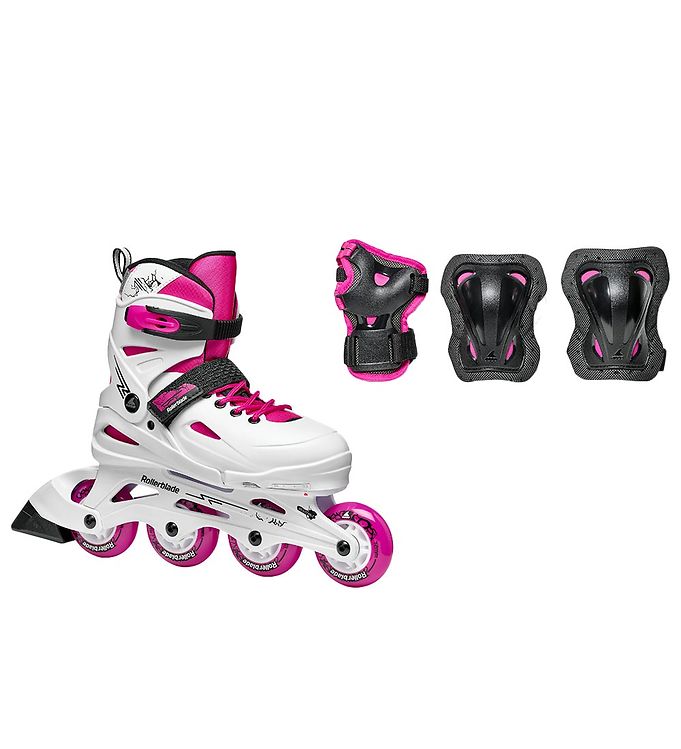 Rollerblade Roller Skate Set Adjustable Fury Combo White Pink