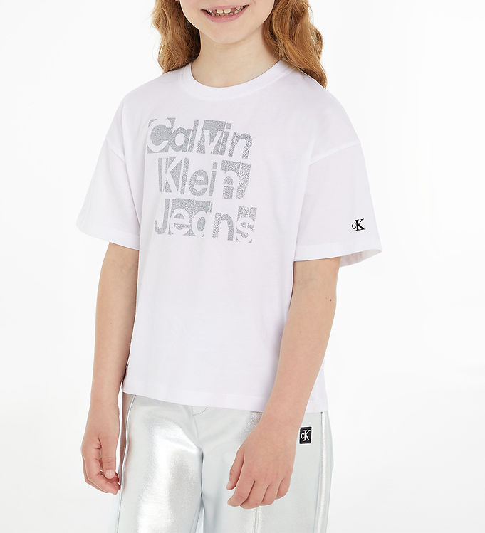 - White Bight Calvin Metallic CKJ - Klein T-shirt Boxy