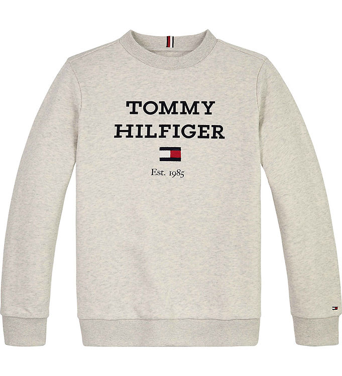 Grey Logo Hilfiger New Light Tommy - - Heather Sweatshirt TH