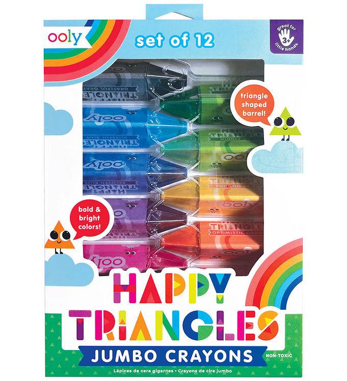 Ooly Colouring Pencils - 12 pcs - Happy Triangles Jumbo Crayons