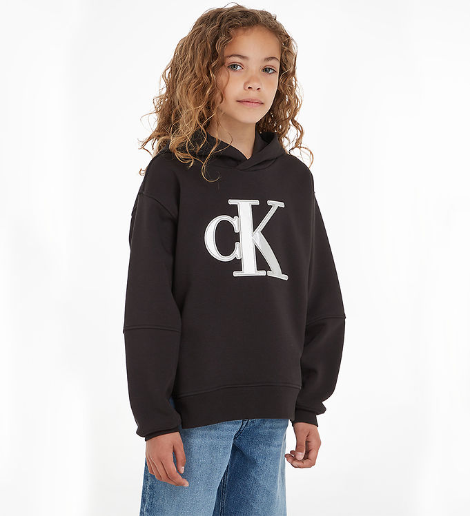 Calvin Klein Hoodie - Metallic Satin Monogram - CK Black